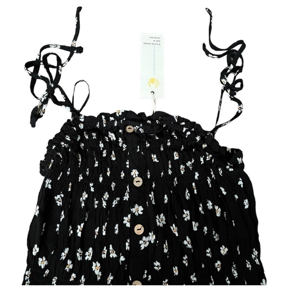 Ocean Drive New With Tags Black Top With Daisy Flowers
